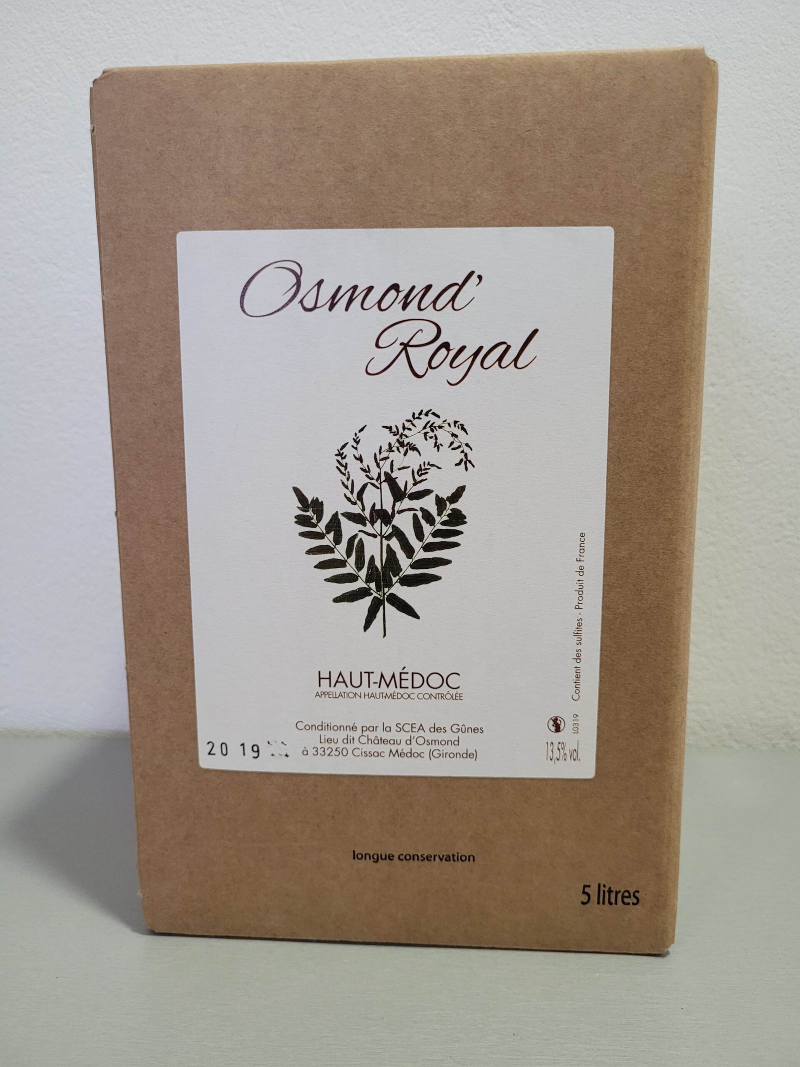 OSMOND ROYAL 2019 HAUT MEDOC 3 LITRES